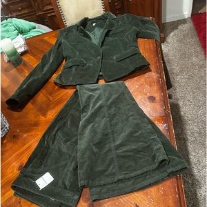 Free people, beautiful, deep, olive green corduroy suit!!